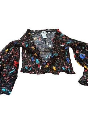 Vintage California Grapestake floral smocked crop top
